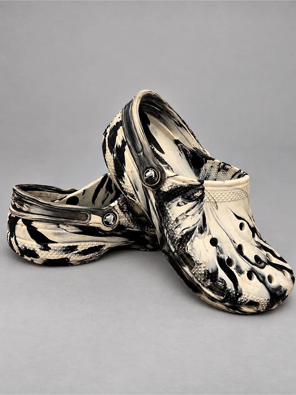 Crocs Classic Marbled Clog in Black & White